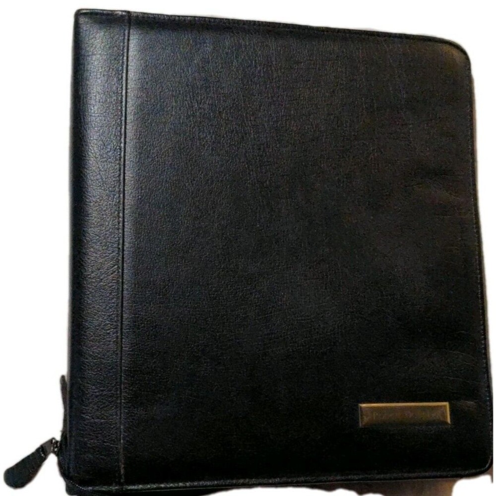 Franklin Vintage  Leather File Folder Black (Trapper Keeper Style)